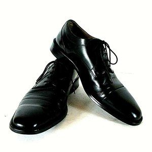 Tasso Elba Black Leather Oxford Dress Shoe Men 9.5